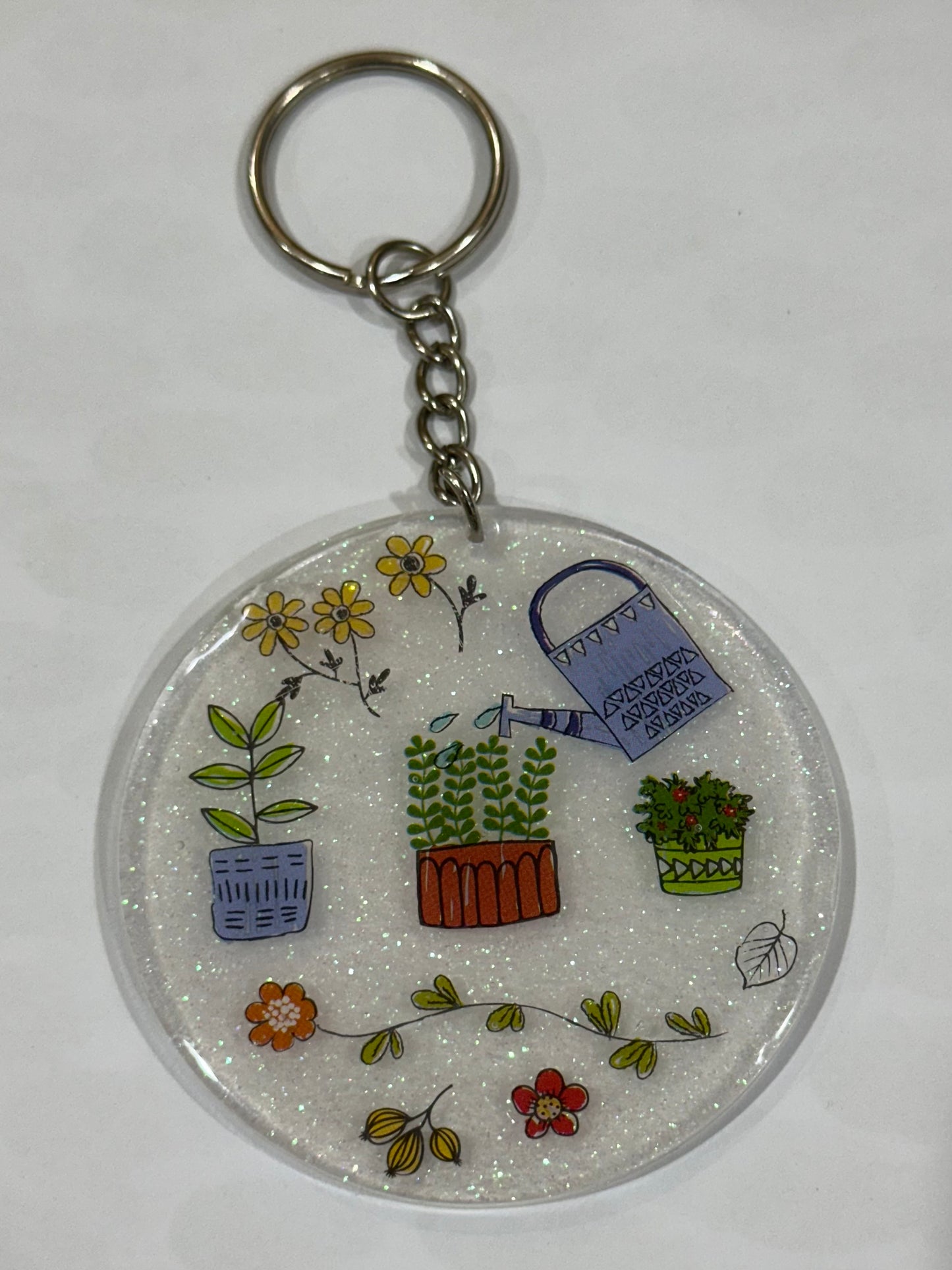 Gardening round 2.5 inch keychain