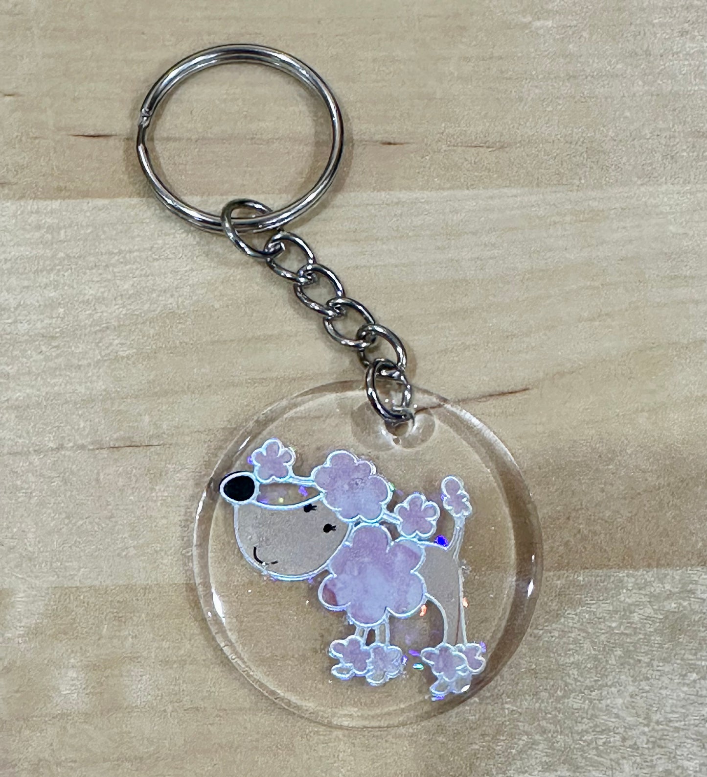 Poodle round 2 inch keychain