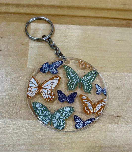 Butterfly round 2.5 inch keychain
