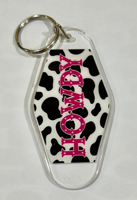 Howdy retro motel keychain