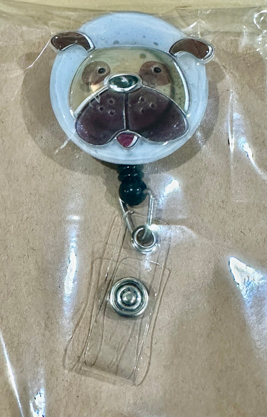 Doggy badge reel with belt clip