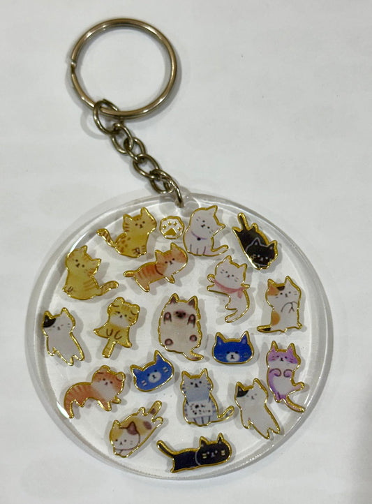 Round cats 2.5 inch keychain