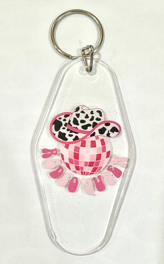 Rodeo queen retro motel keychain