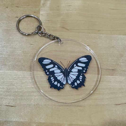 Butterfly round 2.5 inch keychain