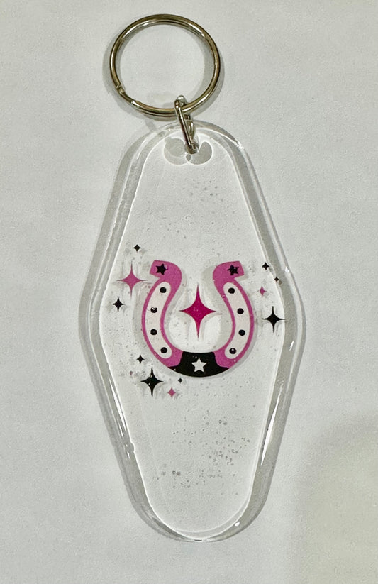 Horse shoe retro motel keychain