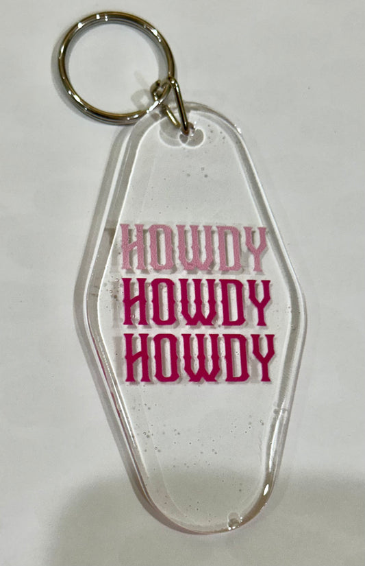 Howdy retro motel keychain