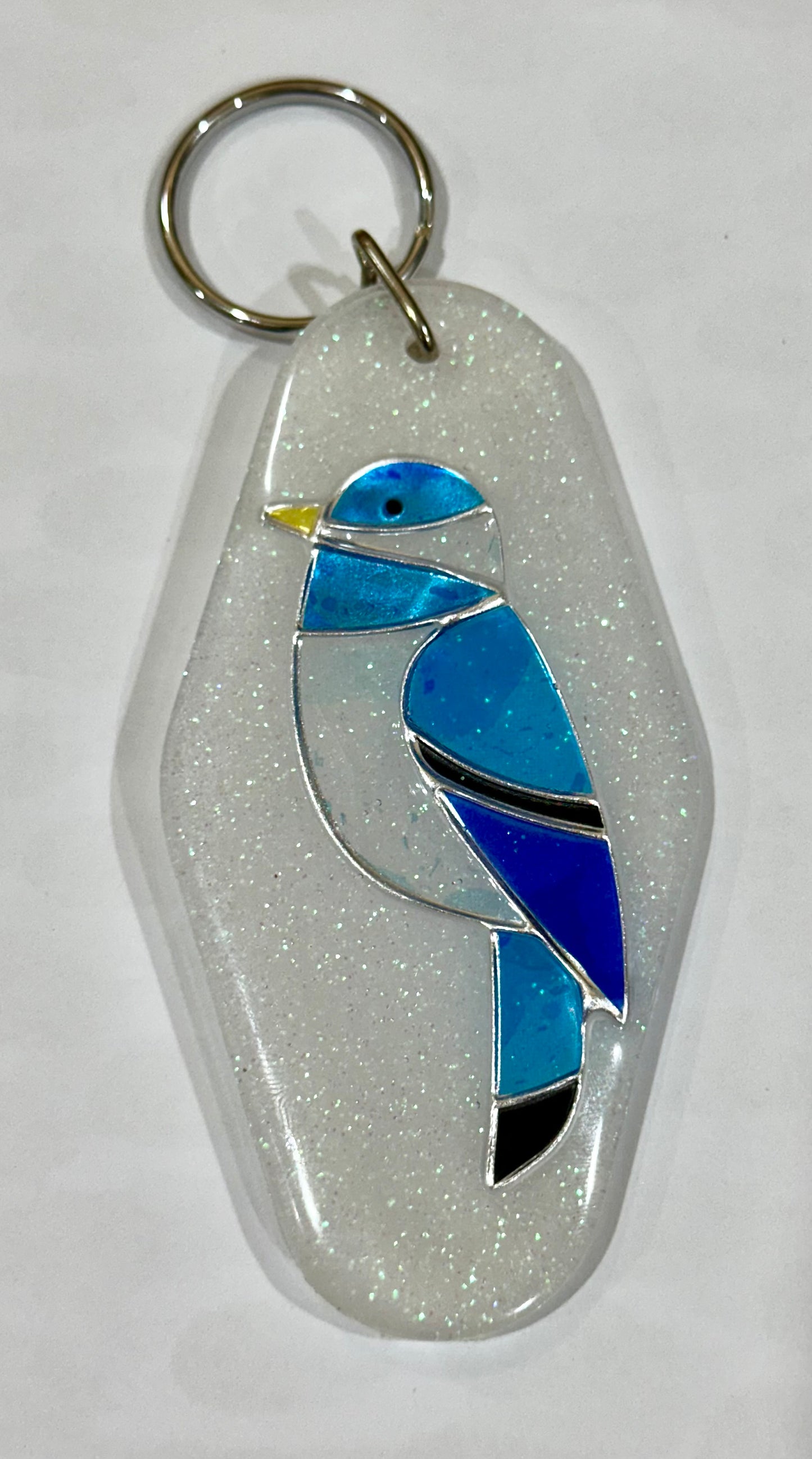 Bluebird retro motel keychain