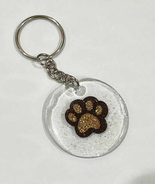 Paw print round 2 inch keychain