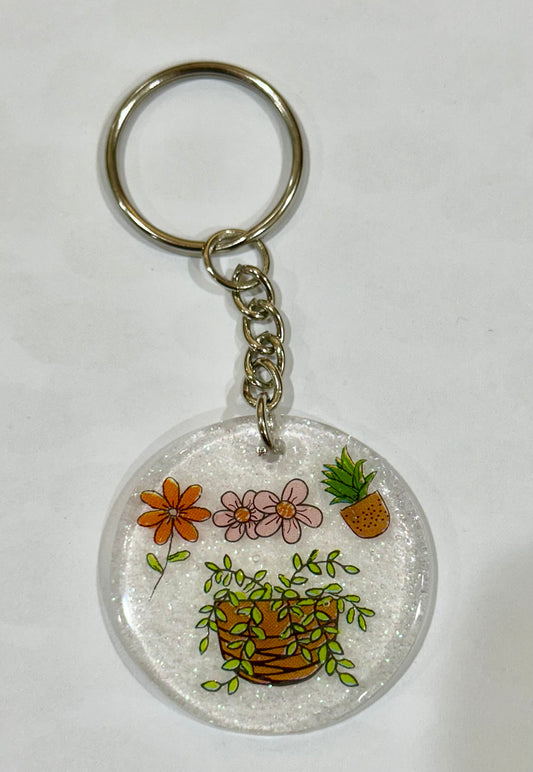 Garden round 2 inch keychain