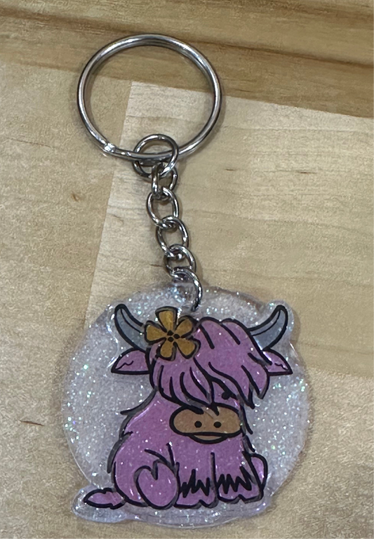 Highland cow 2 inch keychain