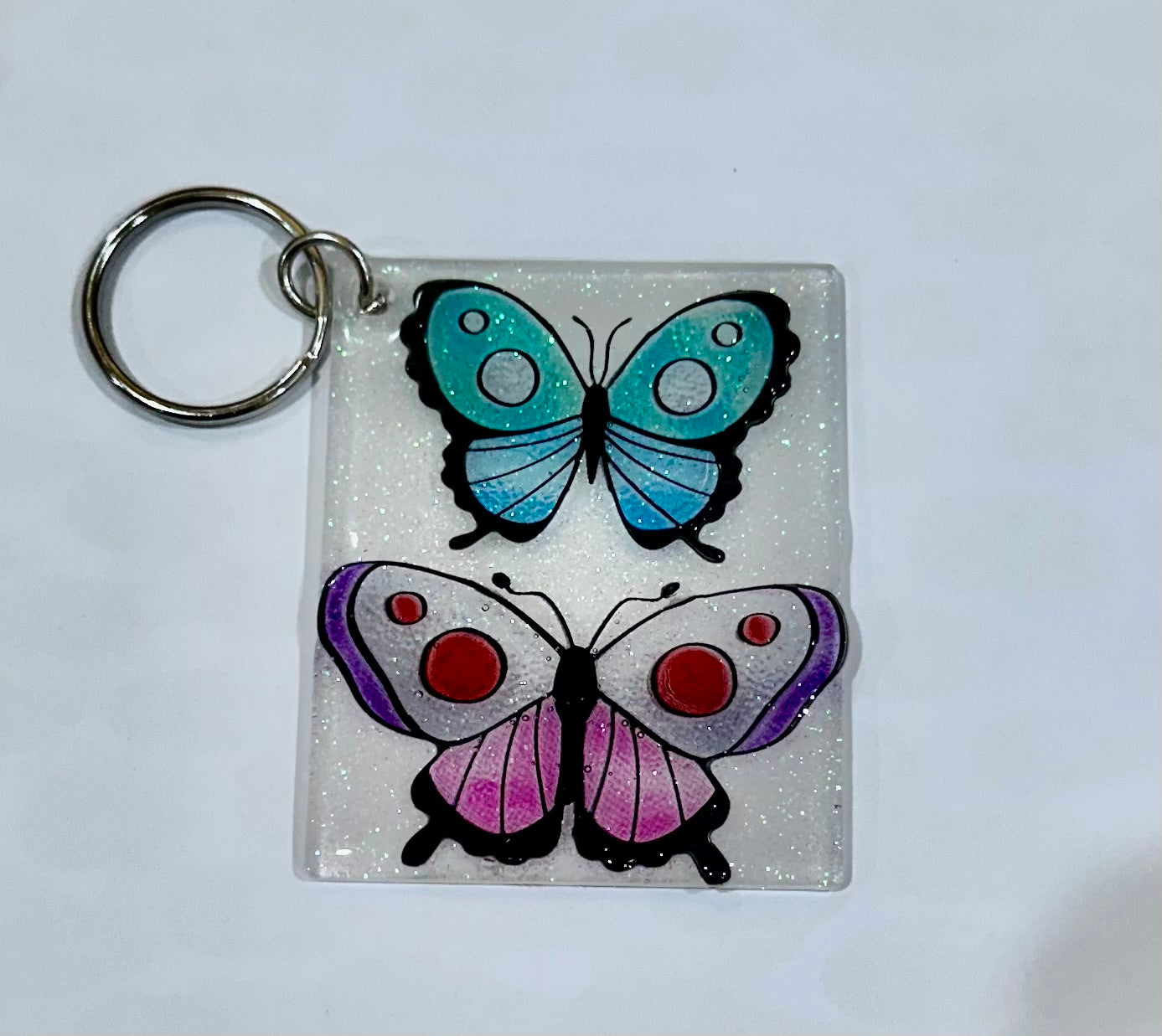 Butterfly square keychain