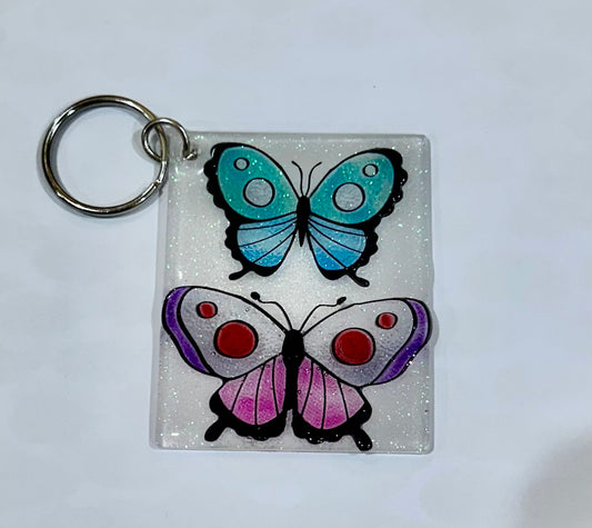 Butterfly square keychain